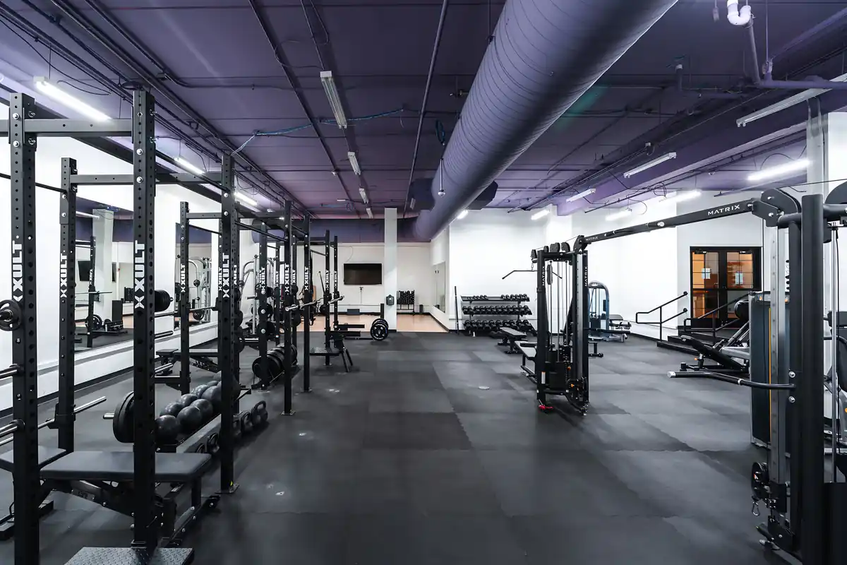 Squat racks and lifting platforms at The Base