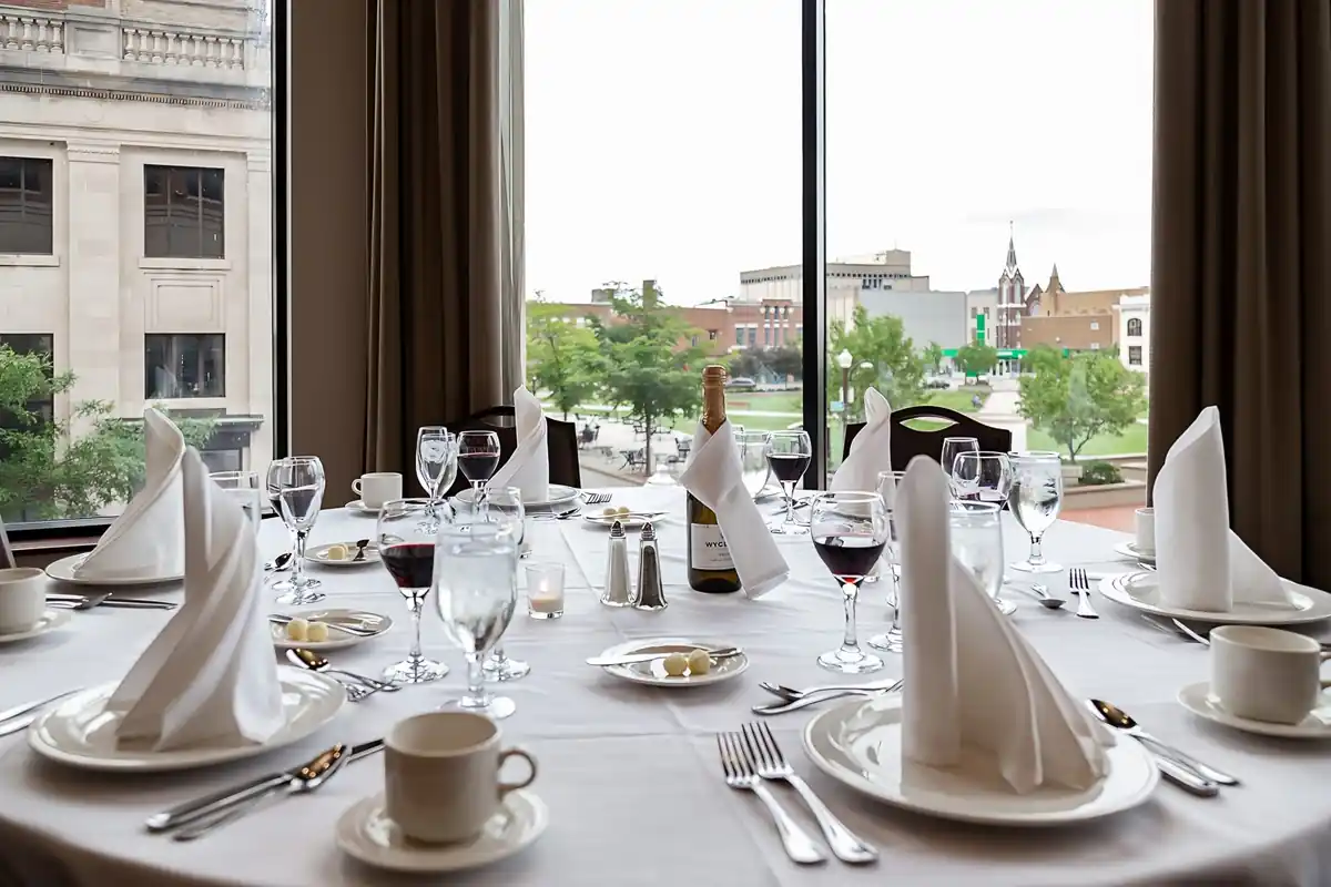 Window tables overlooking downtown Wausau