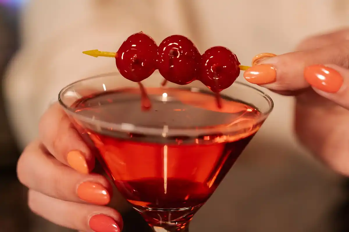 Cherry cocktail at the bar