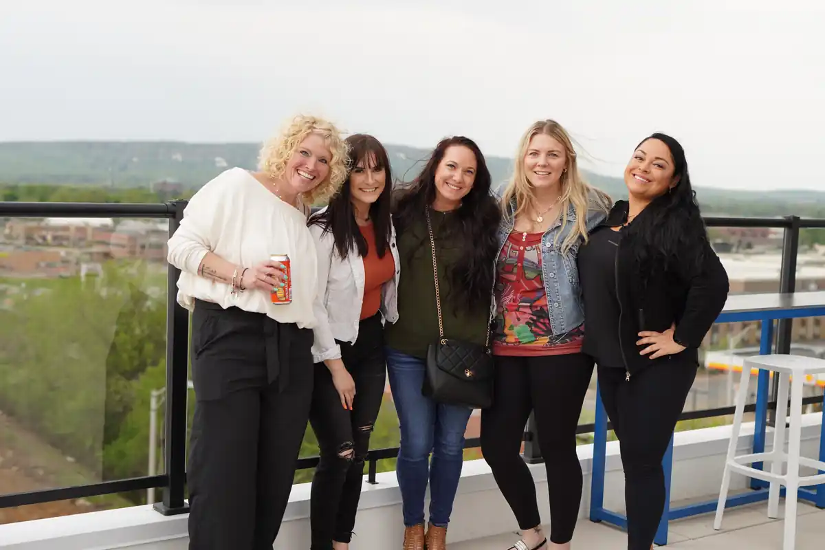 A group of residents on the rooftop deck at bantr wausau